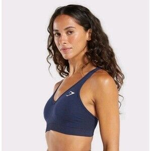 Gymshark Light Sport Bra Crossover Navy Blue Size Small S EUC